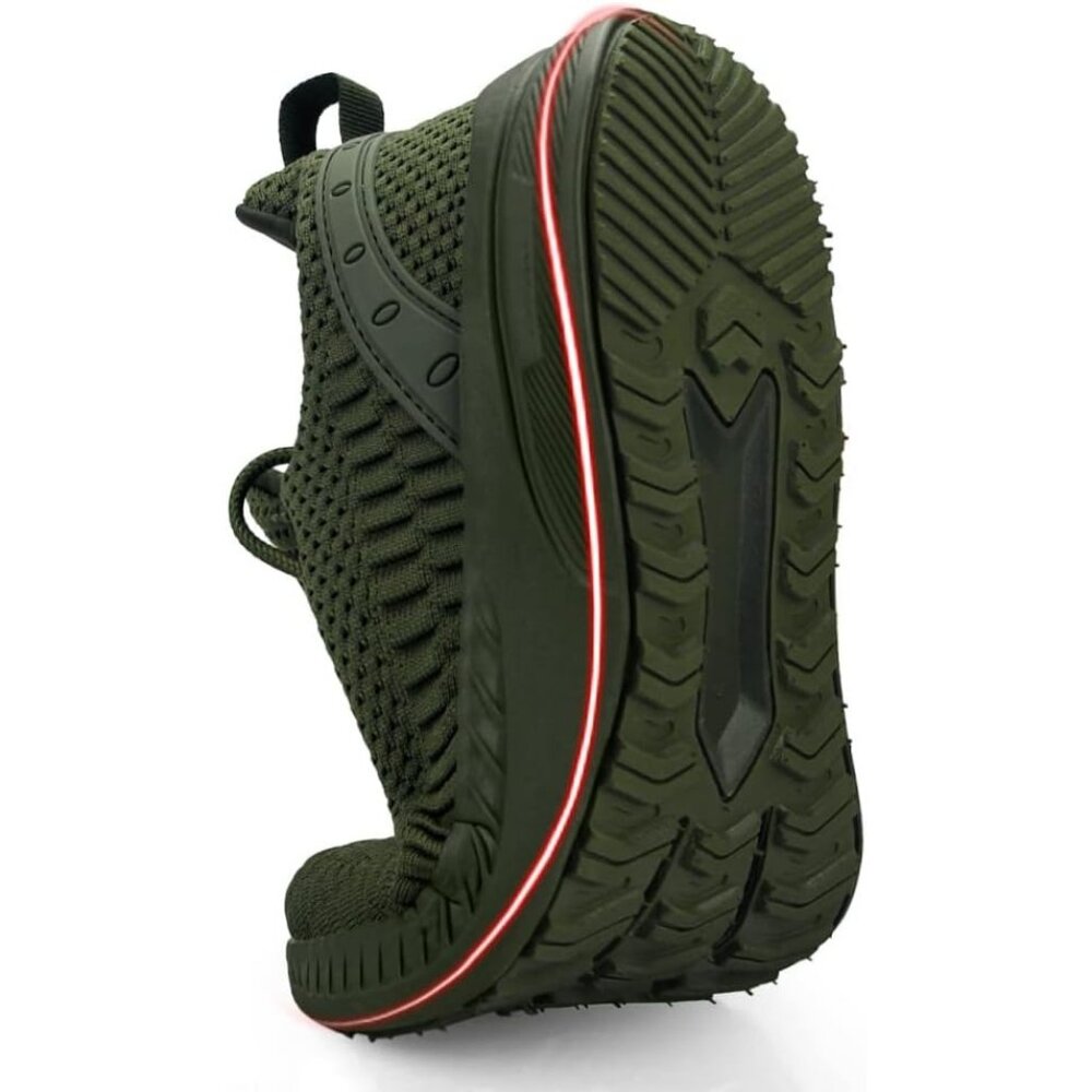 Men's Olive Green Non Slip Lightweight Workout Breathable Mesh Fashion Sneakers - Picture 6 of 6